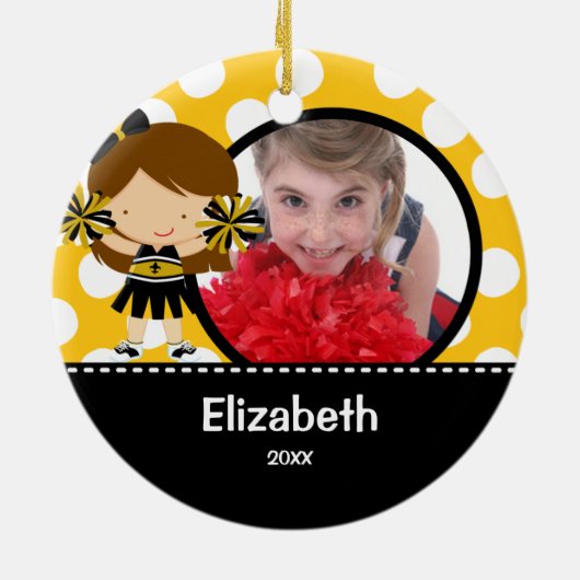 チアリーダーの応援の写真のクリスマスのオーナメント セラミックオーナメント (裏面)