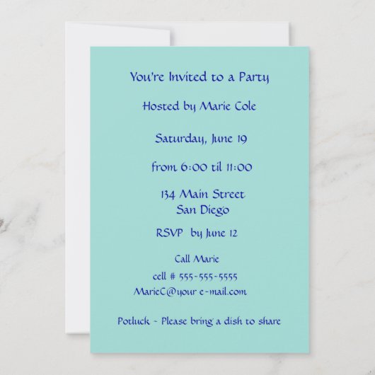 チアリーダーの招待されました 招待状 (裏面)