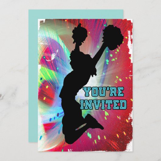 チアリーダーの招待されました 招待状 (正面/裏面)