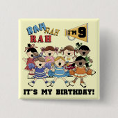 チアリーダーの第9誕生日のTシャツおよびギフト 缶バッジ (正面)