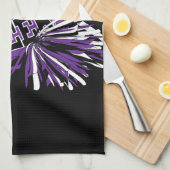 チアリーダーの衣装（紫、黒、白） キッチンタオル (四つ折り)