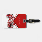 チアリーダーの装赤と白置 ラゲッジタグ (正面横)