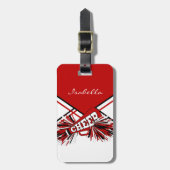 チアリーダーの装赤と白置 ラゲッジタグ (正面縦)