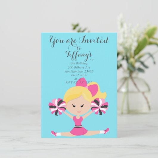 チアリーダーの誕生日のパーティの招待状 招待状 (スタンド正面)