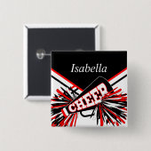 チアリーダーの黒衣赤と白装 缶バッジ (正面&裏面)