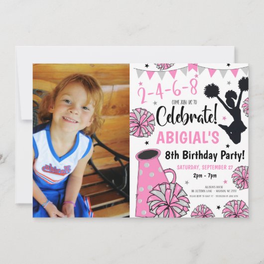 チアリーダーへの女の子の招待 招待状 (正面)