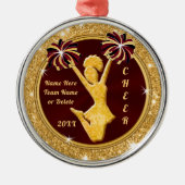 チアリーダークリスマスオーナメント パーソナライズされた メタルオーナメント (正面)