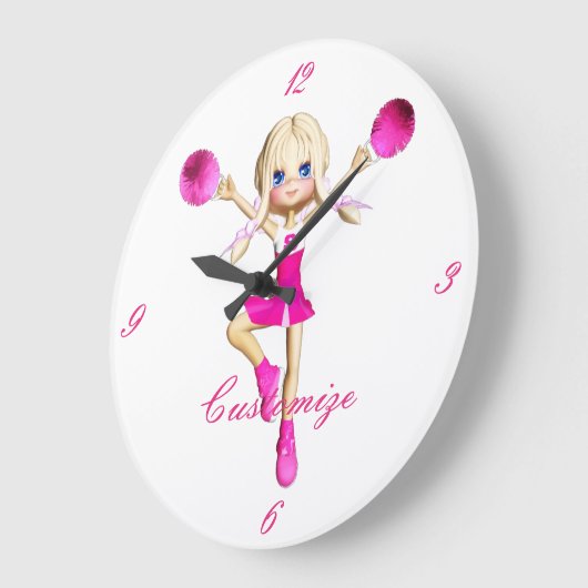 チアリーダーズ行く応援サンダー_コーブ ラージ壁時計 (傾斜)