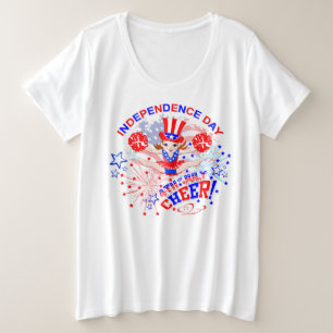 チアリーダーズ・インディペンデンス・デー7月4日応援 プラスサイズTシャツ