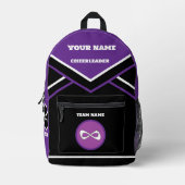 チアリーダーバックパック応援カラーパープル プリントバックパック (正面)