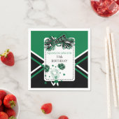 チアリーダーパーティーグリーン、黒、白 スタンダードカクテルナプキン (インサイチュ)