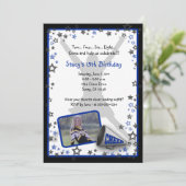 チアリーダーフォト招待状ブルー 招待状 (スタンド正面)