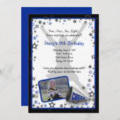 チアリーダーフォト招待状ブルー 招待状 (正面/裏面)