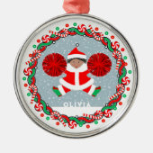 チアリーダーホリデーギフトセラミックオーナメント メタルオーナメント (正面)