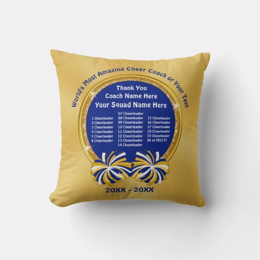 チアリーダー全員、コーチに感謝の意を表する応援 クッション (正面)