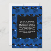 チアリーダー卒業パーティーブルーとブラック 招待状 (裏面)