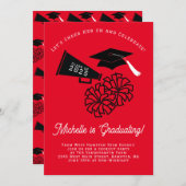 チアリーダー卒業パーティー赤と黒 招待状 (正面/裏面)