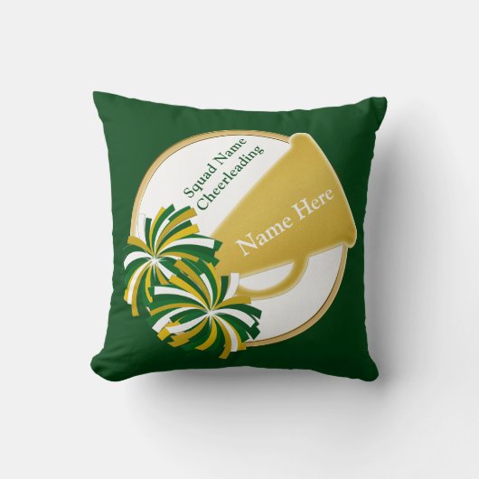 チアリーダー向けの緑と金ゴールド応援の贈り物、コーチ クッション (正面)