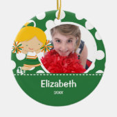 チアリーダー応援写真クリスマスオーナメント セラミックオーナメント (正面)