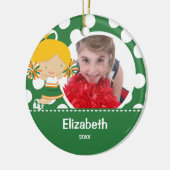 チアリーダー応援写真クリスマスオーナメント セラミックオーナメント (左)