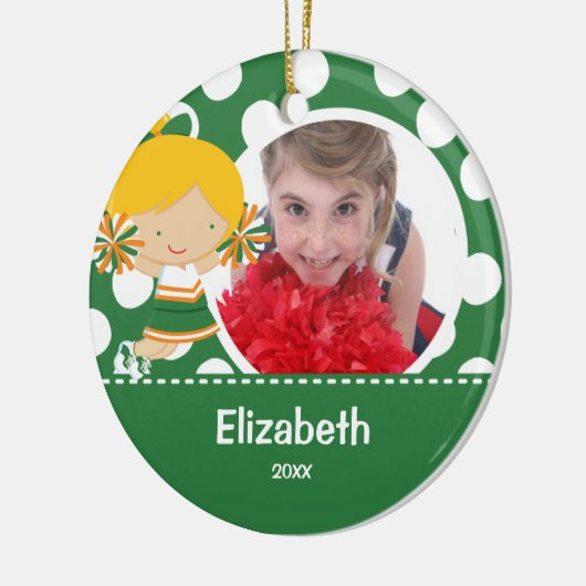チアリーダー応援写真クリスマスオーナメント セラミックオーナメント (左)