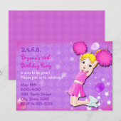 チアリーダー応援誕生日パーティー招待状 招待状 (正面/裏面)