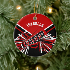 チアリーダー📣💖濃い赤、黒、白 セラミックオーナメント