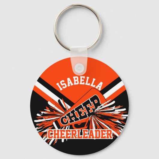 チアリーダー精神 – オレンジ、黒、白 キーホルダー (正面)