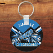 チアリーダー精神 – 青、黒、白 キーホルダー (正面)