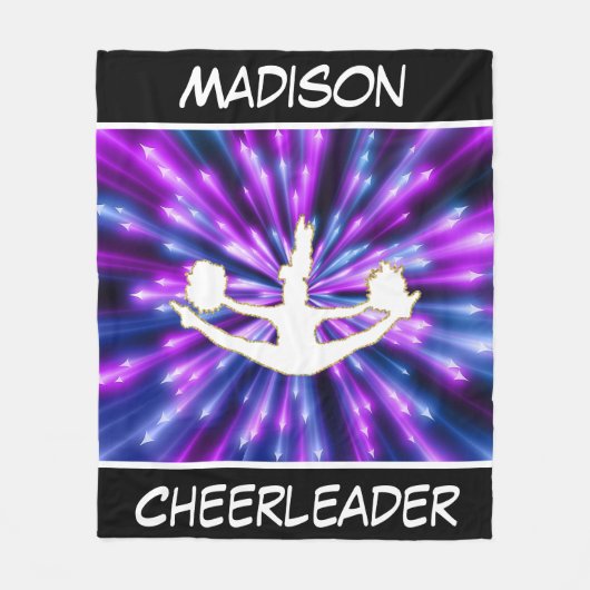 チアリーダー紫と青の爆発 フリースブランケット (正面)