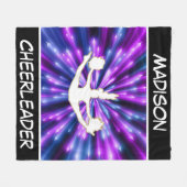 チアリーダー紫と青の爆発 フリースブランケット (正面(横))