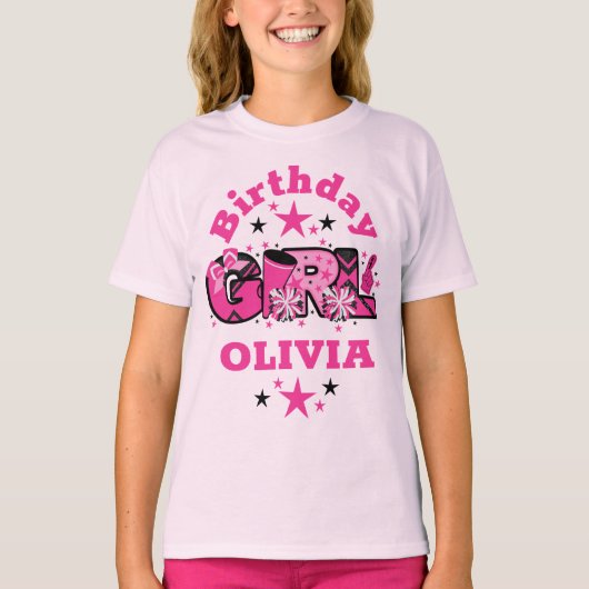 チアリーダー誕生日ガールシャツ応援パーティー Tシャツ (正面)