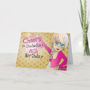 チアリーダー誕生日ガールピンク カード