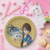 チアリーダー誕生日ガール – 青 ペーパープレート (パーティー)