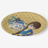 チアリーダー誕生日ガール – 青 ペーパープレート (アングル)