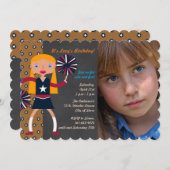 チアリーダー誕生日パーティーの写真の招待 招待状 (正面/裏面)