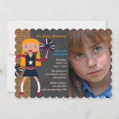 チアリーダー誕生日パーティーの写真の招待 招待状 (正面)