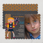 チアリーダー誕生日パーティーの写真招待状 招待状 (正面/裏面)