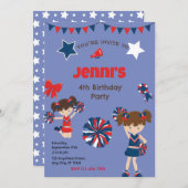 チアリーダー誕生日パーティーの招待 招待状 (正面/裏面)