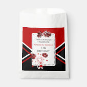 チアリーダー誕生日パーティー赤、黒、白 フェイバーバッグ (正面)