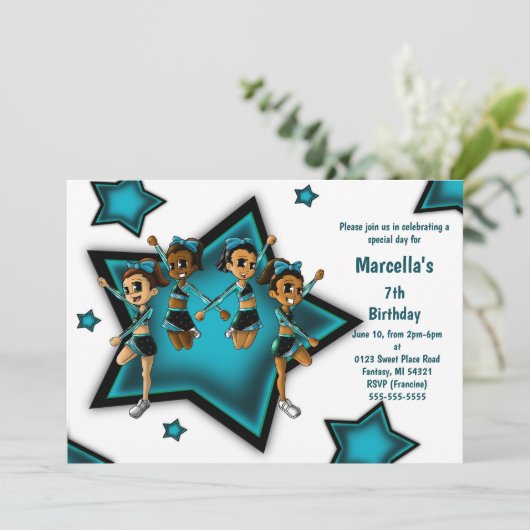 チアリーダー誕生日パーティー 招待状 (スタンド正面)