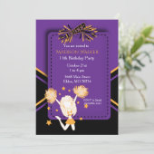 チアリーダー誕生日パーティーinパープル&金ゴールド 招待状 (スタンド正面)