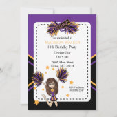 チアリーダー誕生日パーティーinパープル&金ゴールド 招待状 (正面)