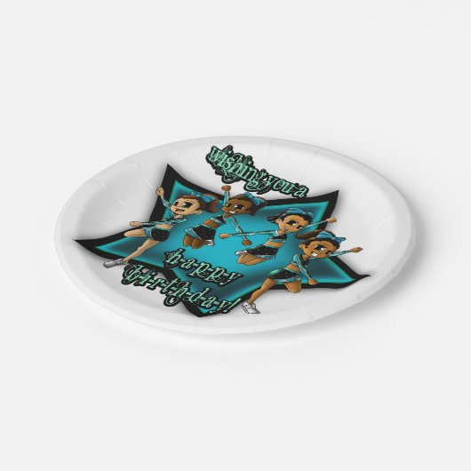 チアリーダー誕生日 ペーパープレート (アングル)