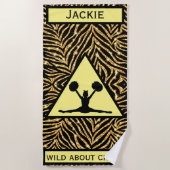 チアリーダー金ゴールドゼブラワイルド応援 ビーチタオル (正面)