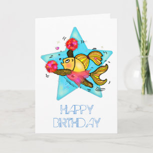 チアリーダー魚かわいいおもしろい漫画誕生日カード カード