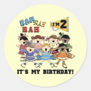 チアリーダー2nd誕生日Tシャツとギフト ラウンドシール