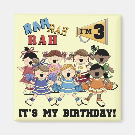 チアリーダー3rd誕生日Tシャツとプレゼント マグネット (正面)