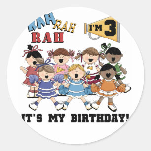 チアリーダー3rd誕生日Tシャツとプレゼント ラウンドシール