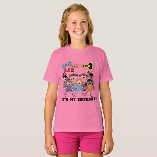 チアリーダー3rd誕生日Tシャツとプレゼント Tシャツ (正面フル)